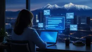 width:1680.jpeg AI search optimization: Denver business owner at a laptop as an AI-generated answer pulls in supporting website sources
